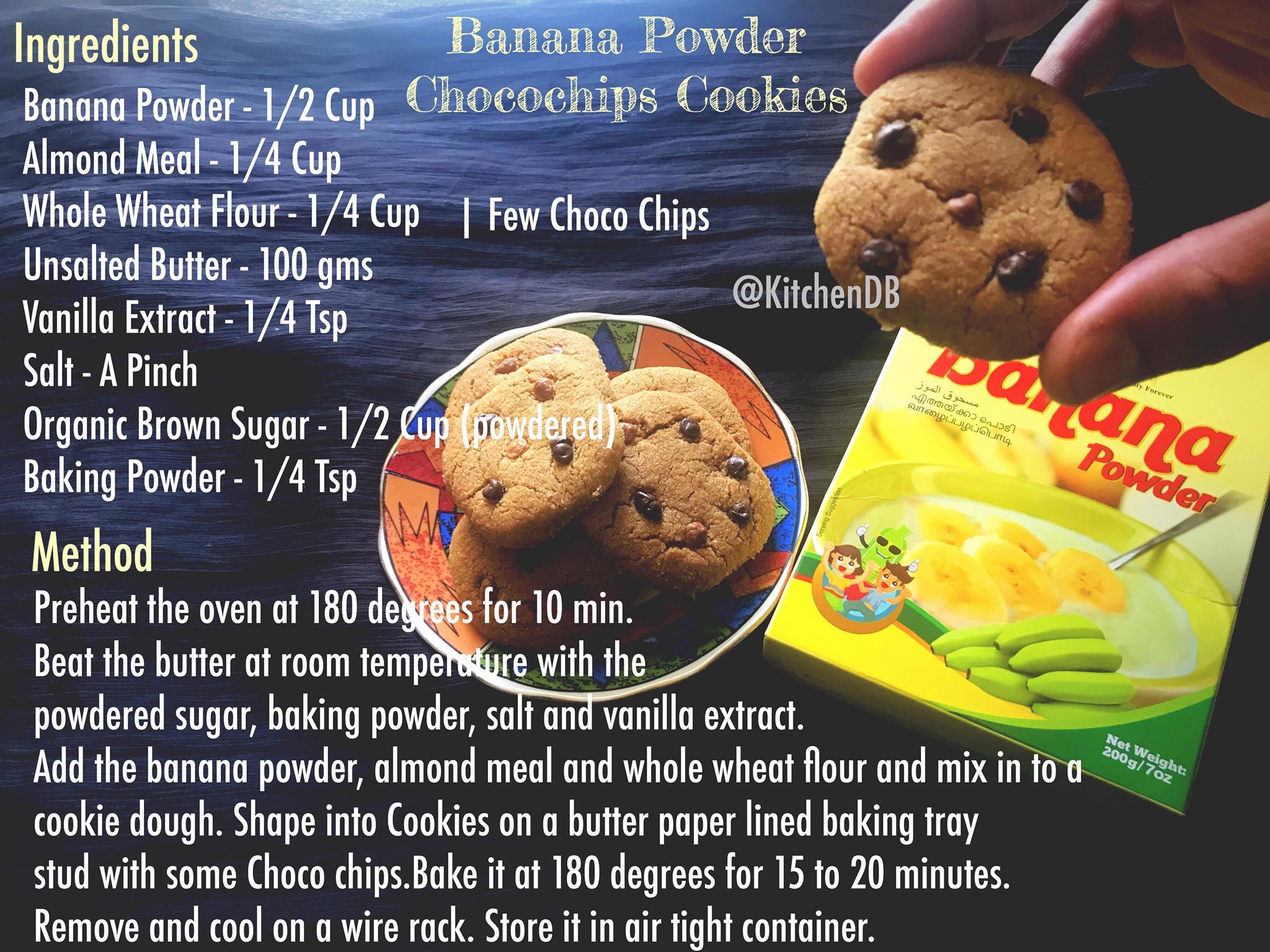 Recipe - Banana Powder Choco Chip Cookies