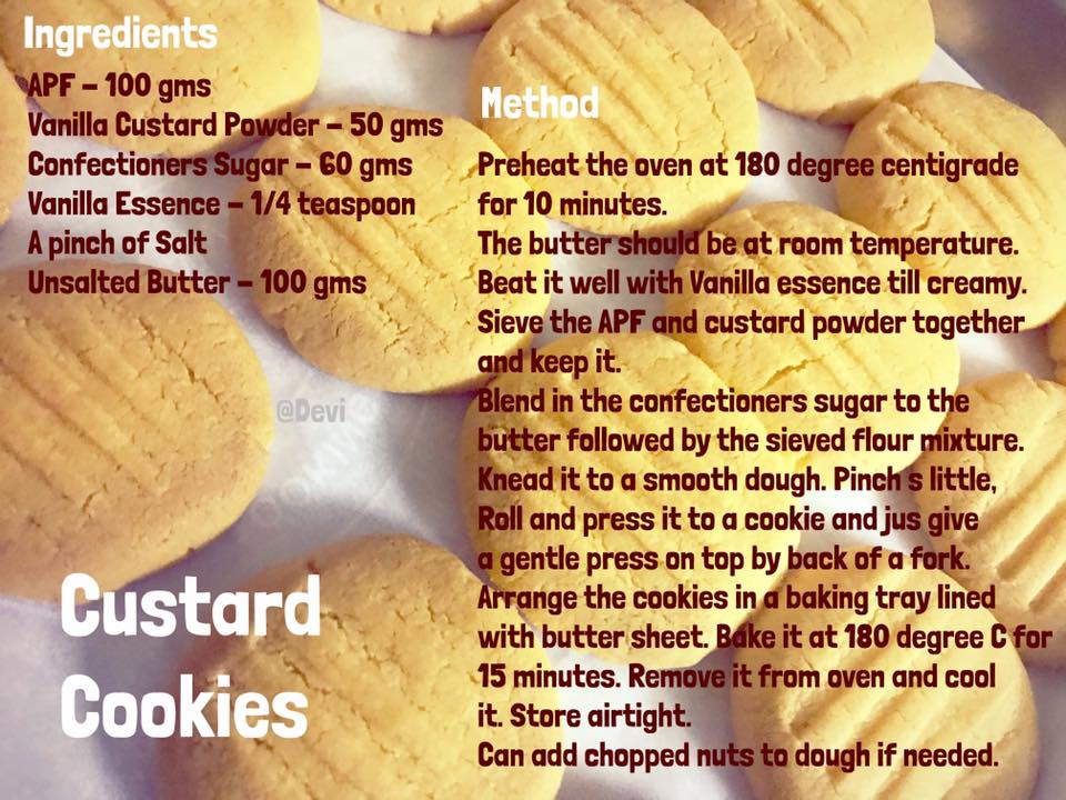Recipe for Custard Cookies