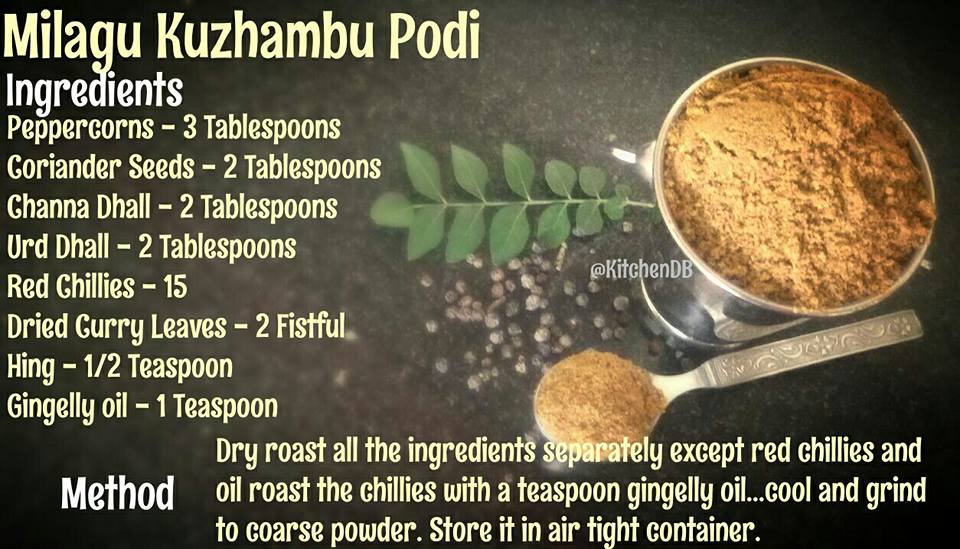 Recipe - Milagu Kuzhambu Podi