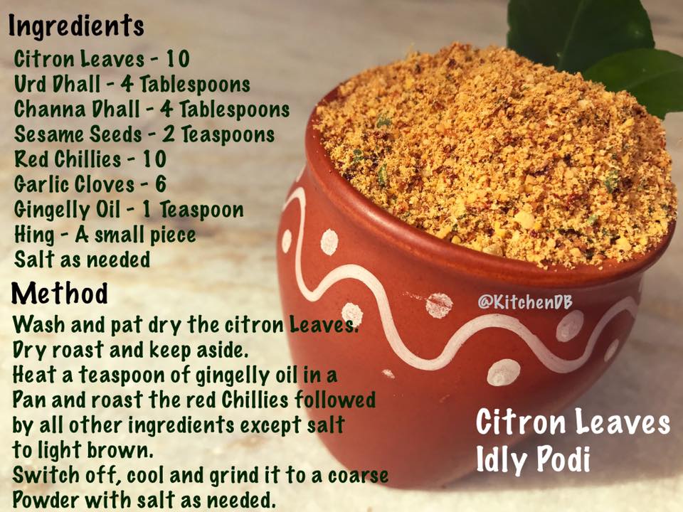Nartha Ilai Idly Podi Recipe
