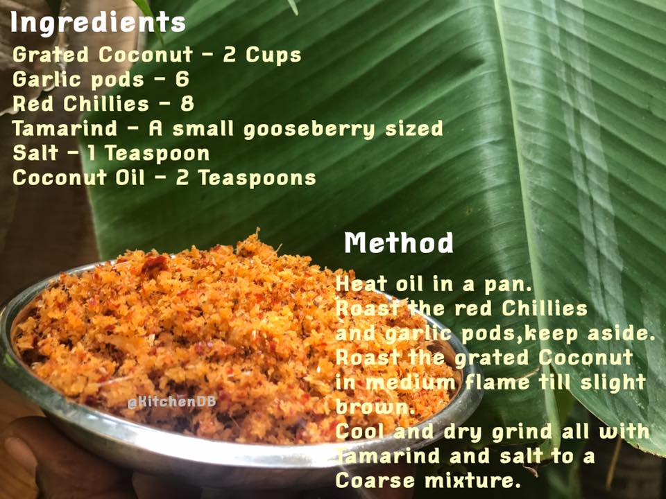 Recipe - Thenagi Poondu Podi