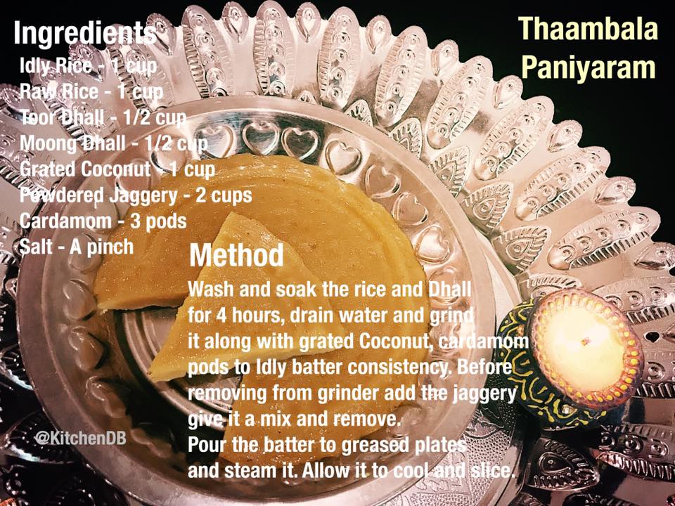 Recipe for Thaambala Paniyaram