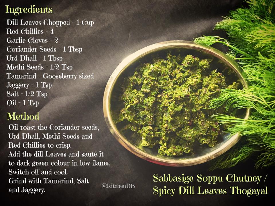 Recipe - Dill Leaves Thogayal