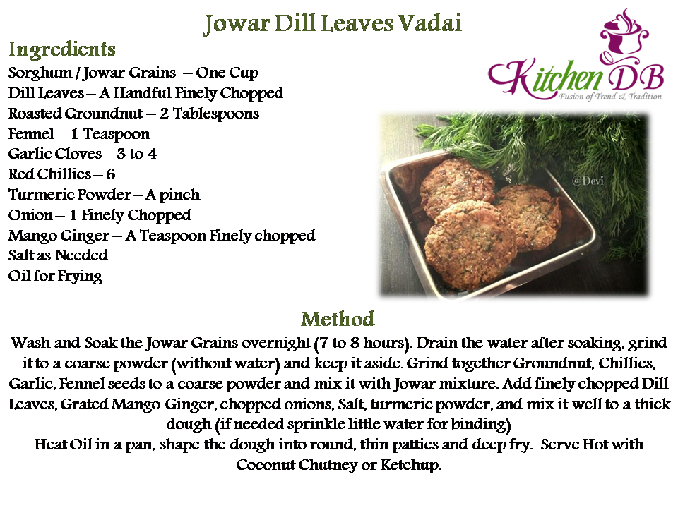Recipe - Jowar Dill Leaves Vada