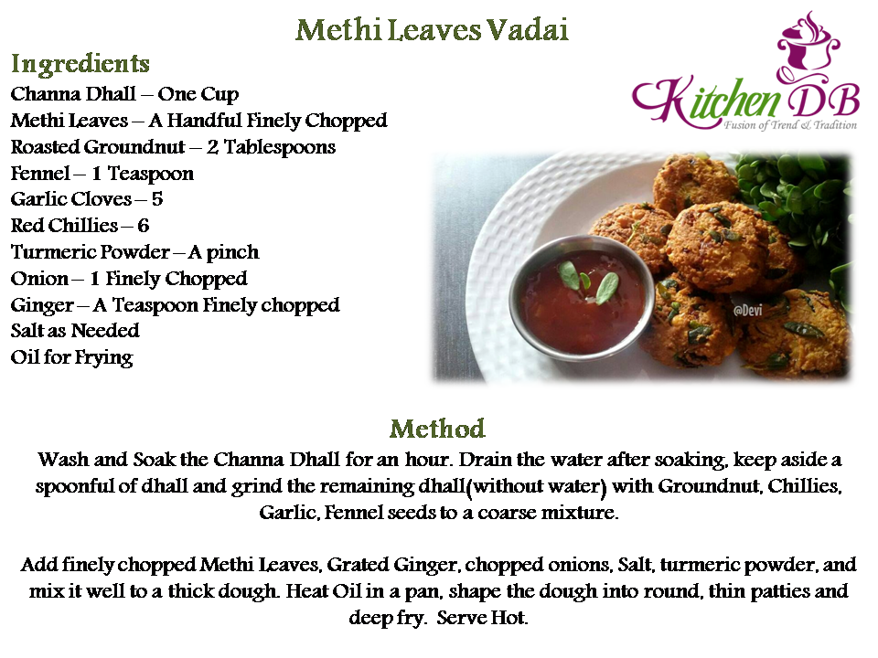 Recipe - Methi Masal Vada