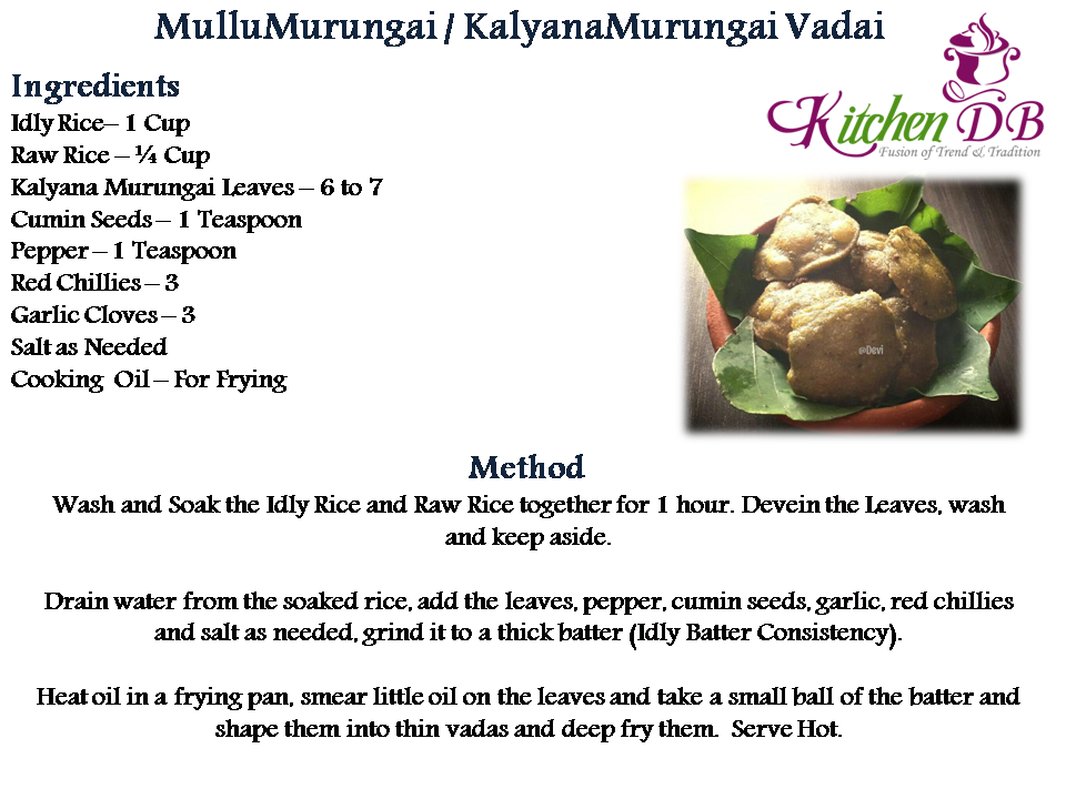Mullu Murungai Vadai Recipe