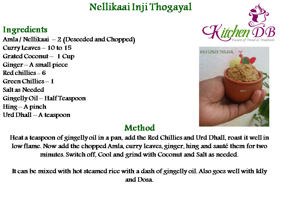 Recipe - Amla Ginger Thogayal
