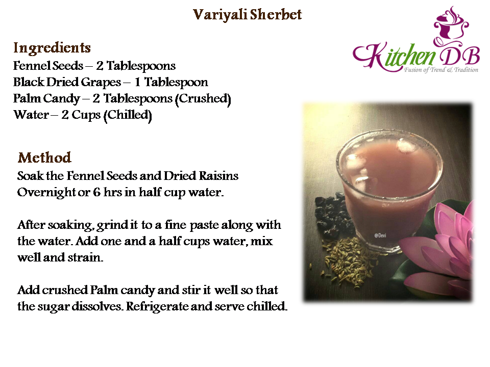 Recipe - Variyali Sherbet