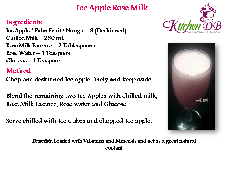 Ice Apple Rose Milk Recipe 