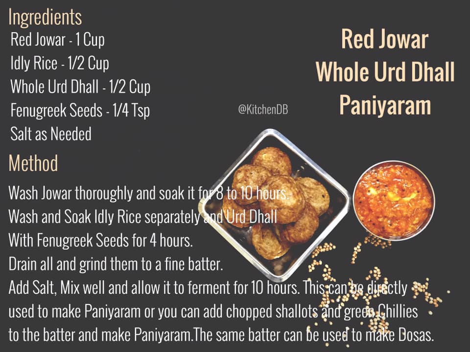 Irungu Cholam Mulu Ulundhu Paniyaram Recipe