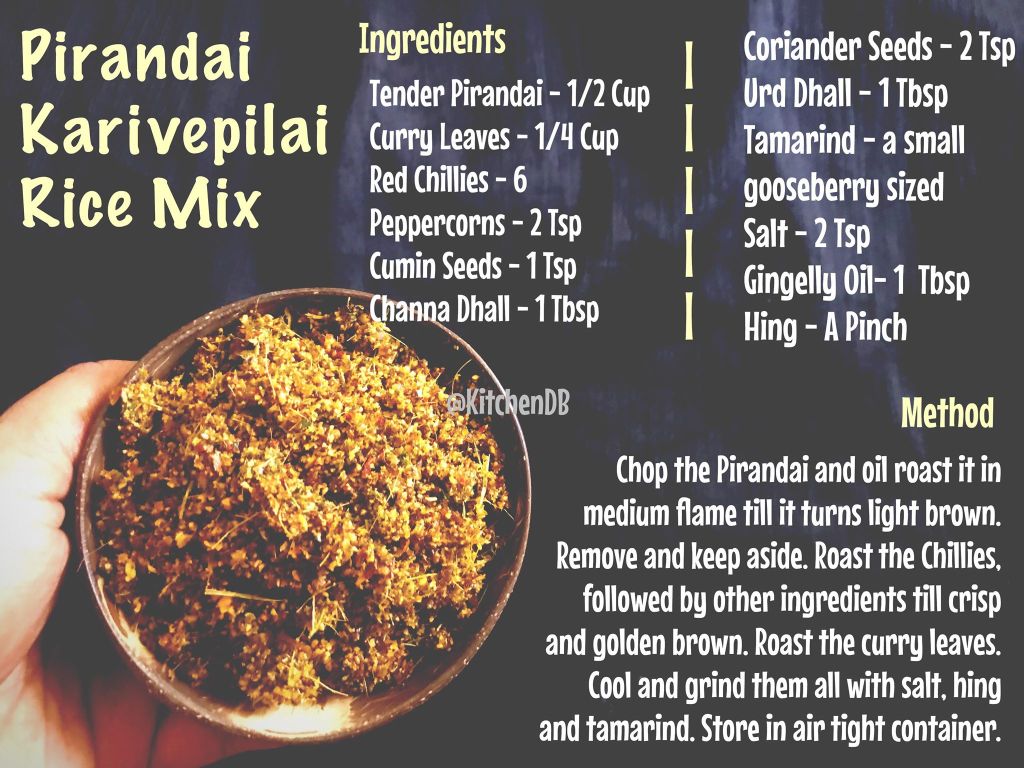  Pirandai Karivepilai Rice Mix  Recipe