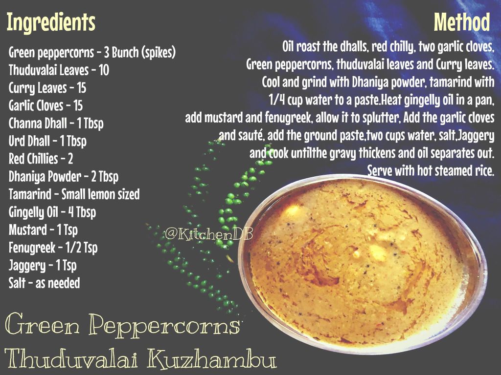 Green Peppercorns Thuduvalai Kuzhambu Recipe