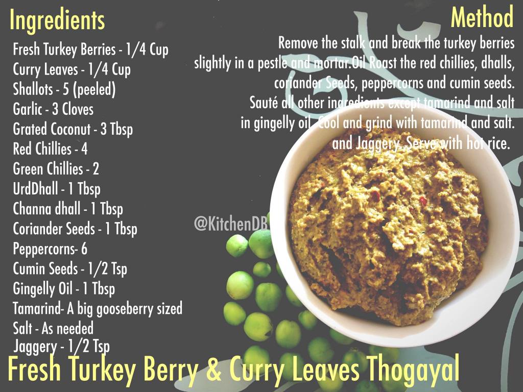 Sudakkai Karivepilai Thogayal / Fresh Turkey Berries Curry Leaves Thogayal Recipe