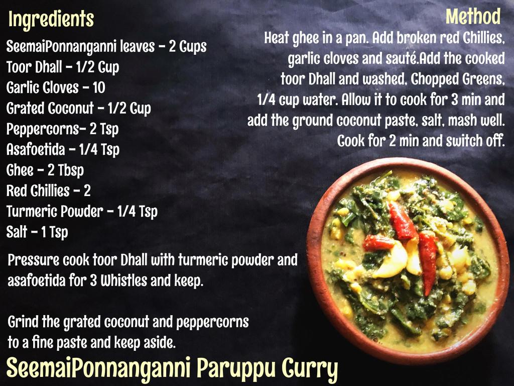 SeemaiPonnanganni Paruppu Curry Recipe